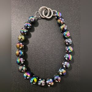 Iridescent Beaded Bag Charm